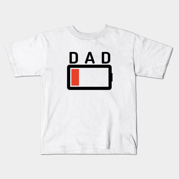 Funny Parenting Dad Low Battery Empty Tired T-shirt Kids T-Shirt by RedYolk